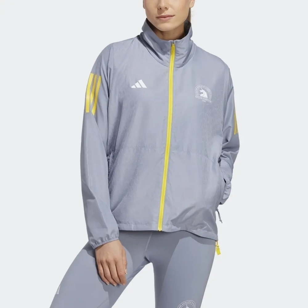 Adidas 2023 Boston Marathon Womens Windbreaker Jacket HY0267 Grey - NWT